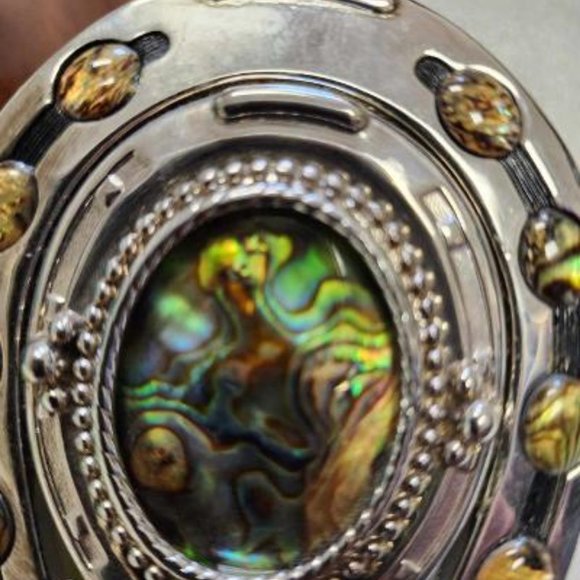 Custom Made Abalone Shell  Belt Buckle Vintage Western Style - Picture 2 of 6